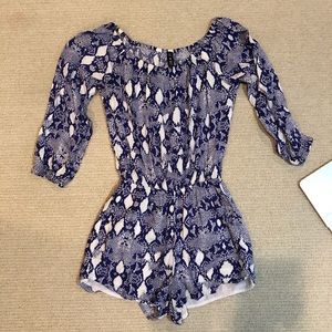 Design Lab Purple & White Snakeskin Pattern Romper